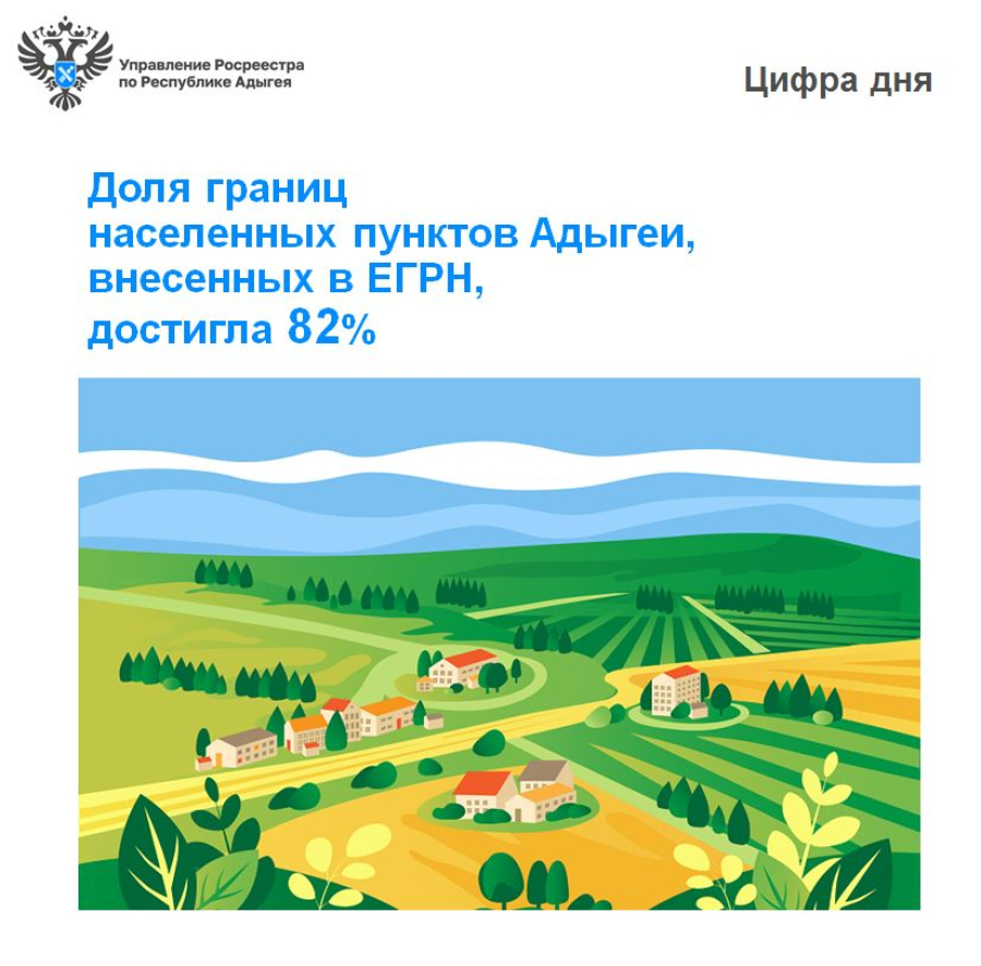 Доля границ населенных пунктов Адыгеи, внесенных в ЕГРН достигла 82%