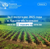 За 1 полугодие 2025 года в Адыгее обследовано около 22 тысяч га земли